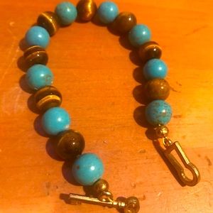 Turquoise & Tiger Eye Beaded Bracelet